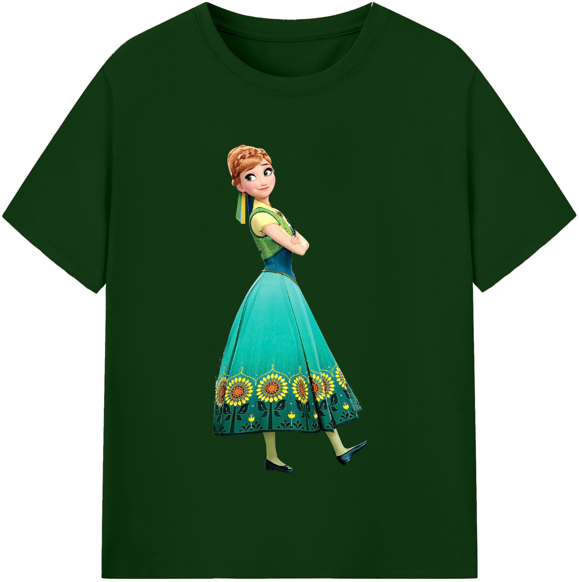 （画像用） アナと雪の女王 アンナ エルサ Frozen Anna Elsa 綿100％半袖Tシャツ（フロントプリント）